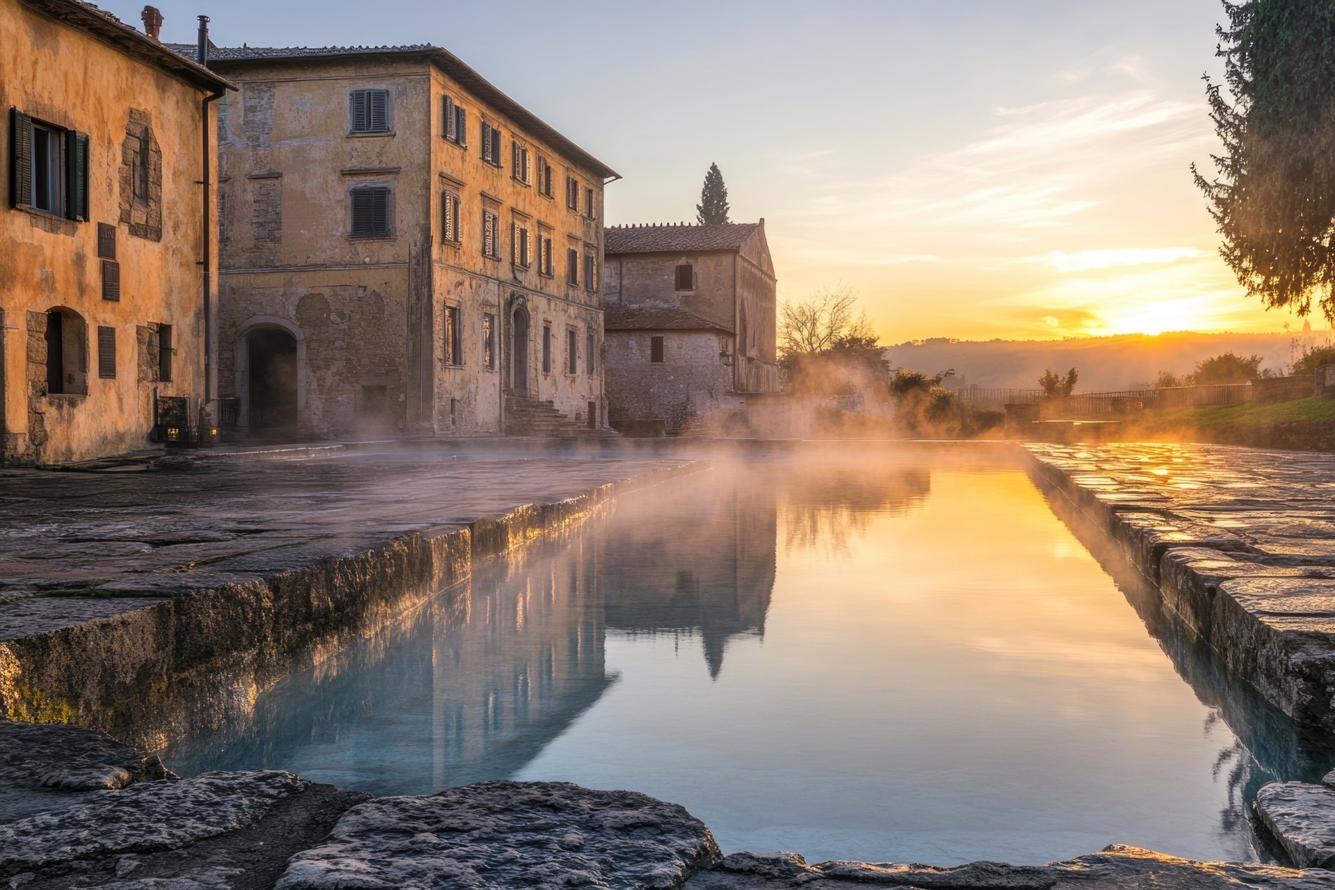 Bagno Vignoni al tramonto - terme di bagno vignoni